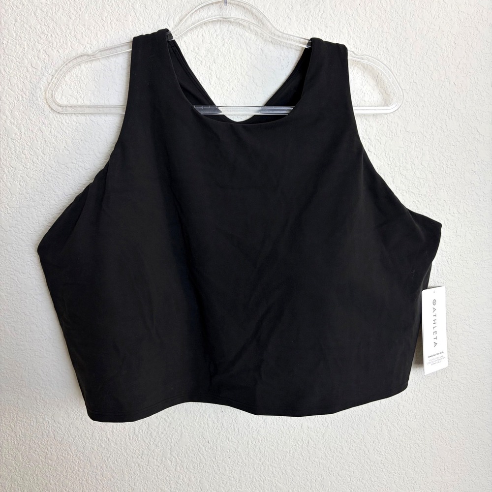 NEW Athleta Conscious Crop D-DD+ Black Powervita Sports Bra Top 3X
